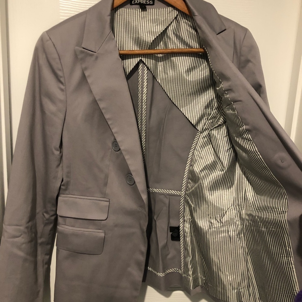 NWOT Express slate grey button details blazer business casual - Picture 6 of 12